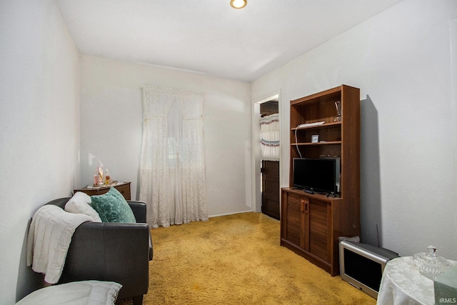 living area with light carpet