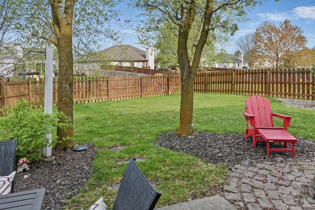 view of yard featuring a fenced backyard