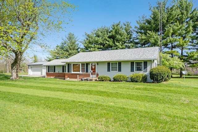 ranch-style home with a front yard
