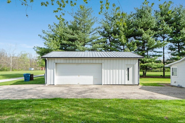 view of detached garage