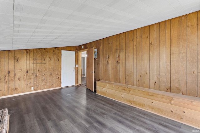 empty room featuring wooden walls and wood finished floors