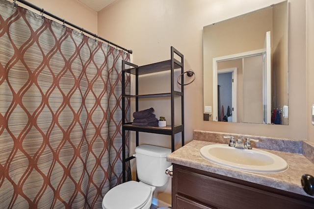 202 Jeremy Dr, Milford, IN 46542 - bathroom featuring vanity, toilet, and a shower with curtain