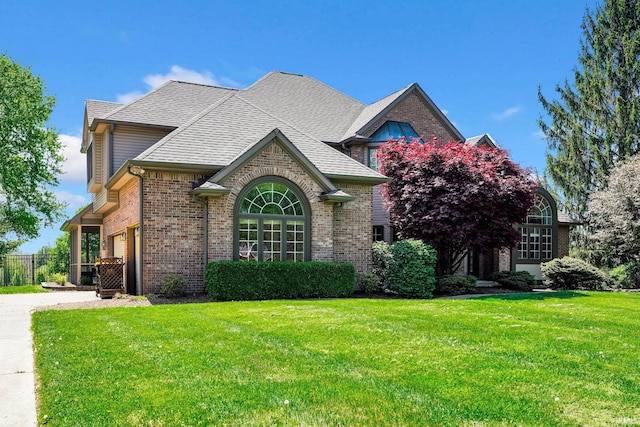 7911 N Thames Dr, Bloomington, IN 47408 - view of front of property featuring brick siding, fence, a shingled roof, and a front yard
