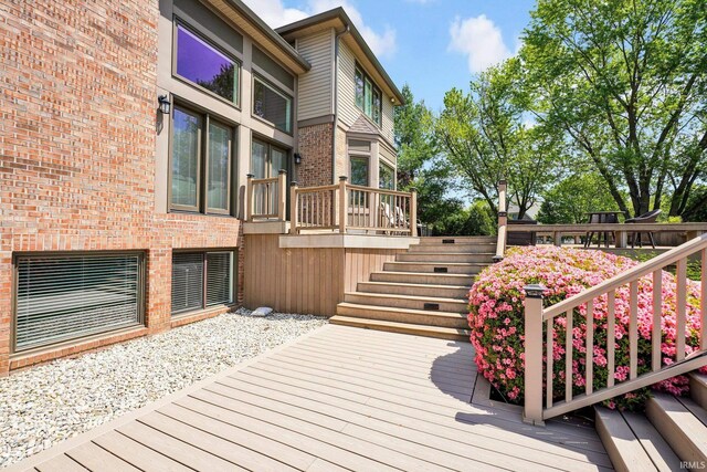 7911 N Thames Dr, Bloomington, IN 47408 - wooden terrace featuring stairway