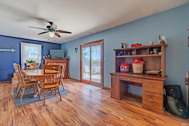 3678 W 200 N, Wabash, IN 46992 - dining area with light wood-type flooring, baseboards, plenty of natural light, and ceiling fan