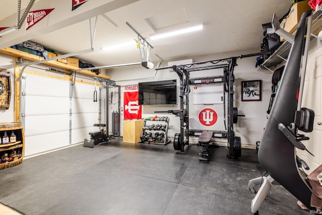 garage with a garage door opener