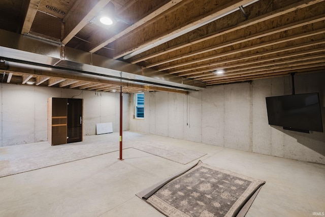 view of unfinished basement