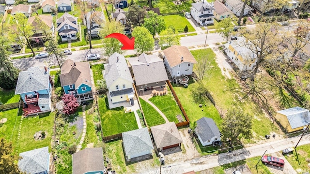 aerial view with a residential view