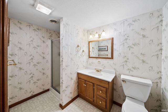 14157 Tenbury Dr, Granger, IN 46530 - bathroom featuring vanity, toilet, a shower stall, and visible vents