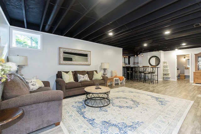living area with wood finished floors