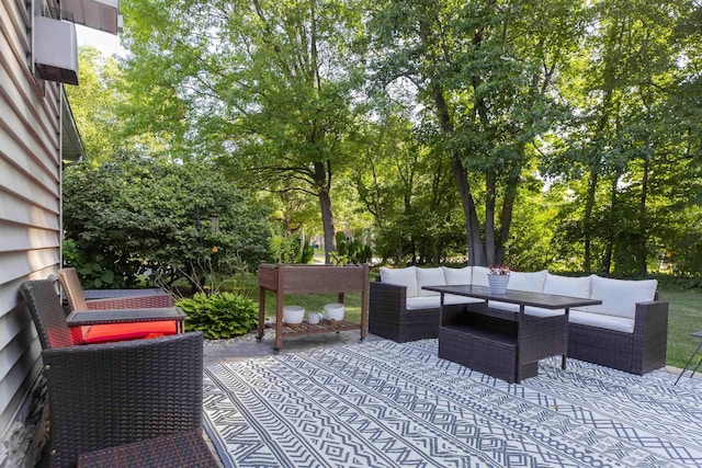 view of patio featuring an outdoor hangout area