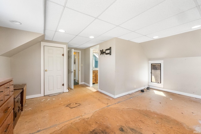 bonus room with baseboards and recessed lighting