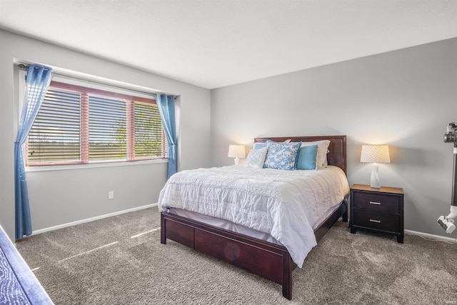 bedroom with carpet floors and baseboards