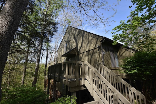 view of home's exterior featuring stairway