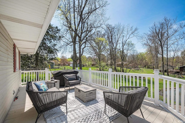 29130 County Road 22, Elkhart, IN 46517 - deck featuring an outdoor living space and a yard