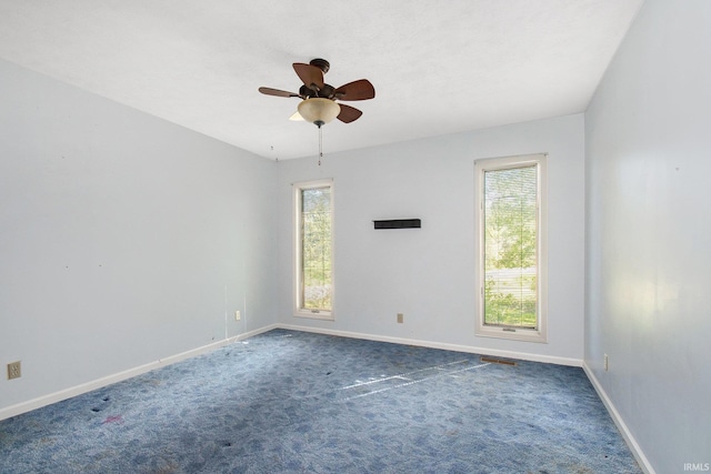 spare room with baseboards, carpet floors, and a wealth of natural light