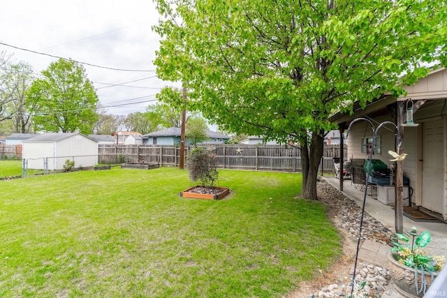 view of yard with a patio and a fenced backyard