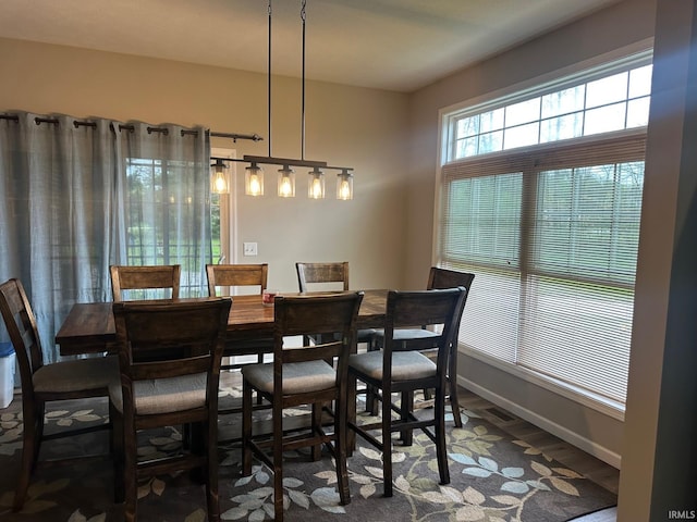 8679 E 850th St, New Carlisle, IN 46552 - dining space featuring baseboards and wood finished floors