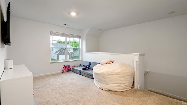 bedroom featuring baseboards, carpet flooring, and visible vents