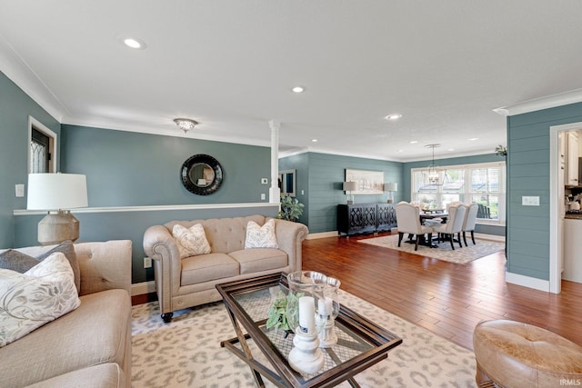 119 Southridge Dr, Fort Wayne, IN 46825 - living area with baseboards, ornamental molding, and wood finished floors