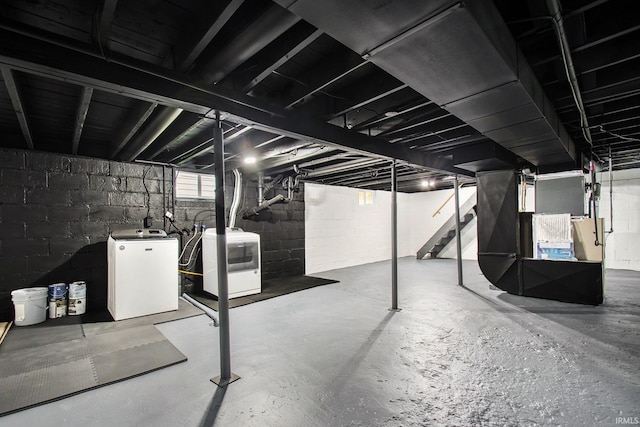 714 S 25th St, South Bend, IN 46615 - basement with independent washer and dryer, heating unit, and stairs