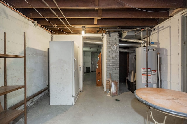 unfinished below grade area with water heater