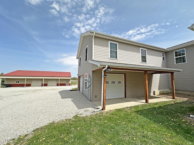 view of property exterior with a lawn