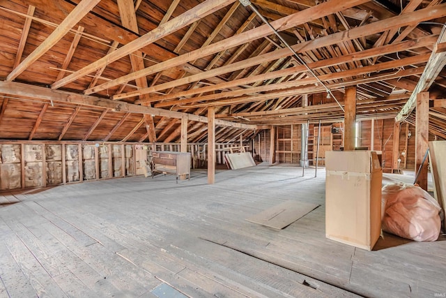 view of unfinished attic