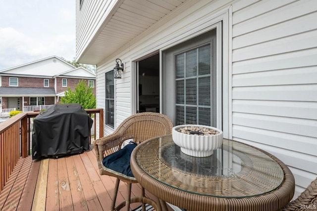 deck with a grill