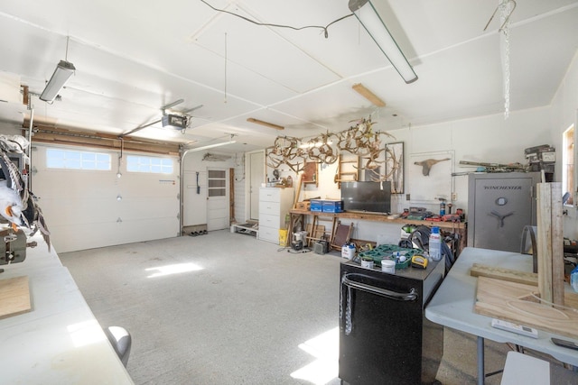 garage with a garage door opener
