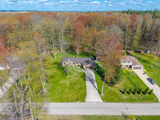 bird's eye view with a view of trees