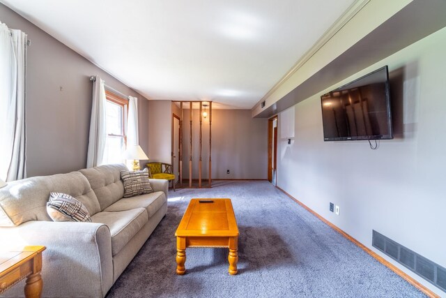 1360 N 140 W, Angola, IN 46703 - carpeted living room featuring baseboards, lofted ceiling, and visible vents