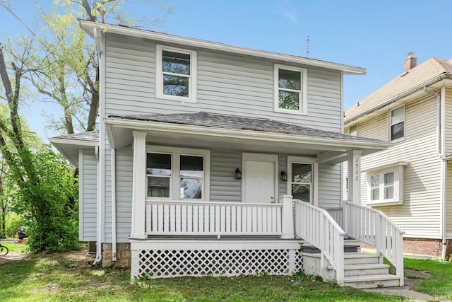 2922 Plaza Dr, Fort Wayne, IN 46806 - view of front of house featuring a porch and roof with shingles