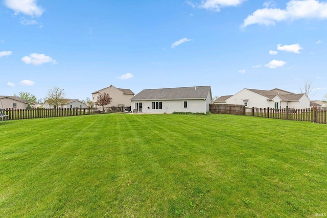 view of yard with a fenced backyard