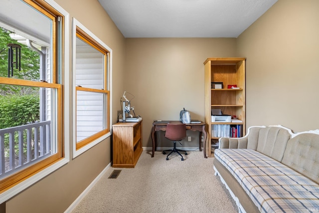interior space with baseboards and visible vents