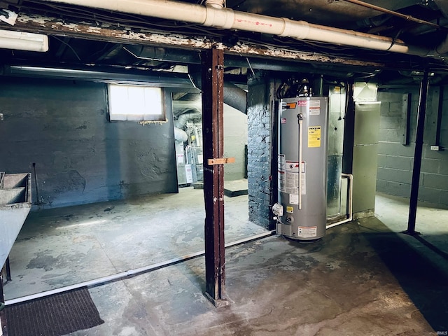 below grade area with gas water heater
