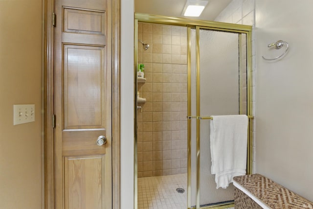 bathroom with a shower stall