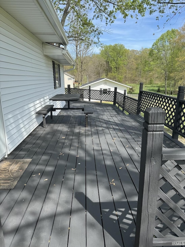 deck with a view of trees