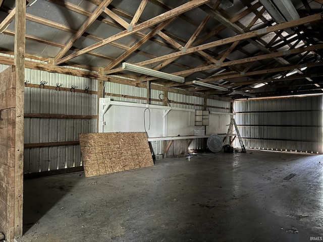 garage with metal wall