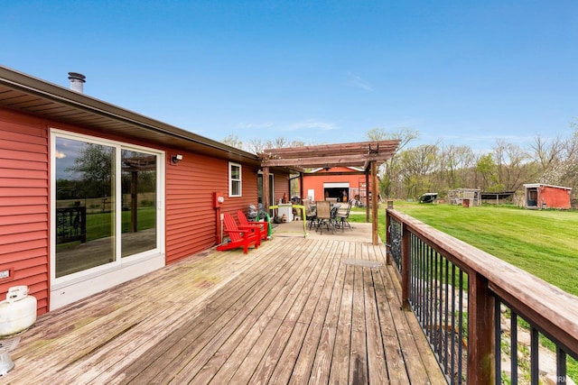5155 E 200 N, Columbia City, IN 46725 - deck with outdoor dining area, a yard, and a pergola