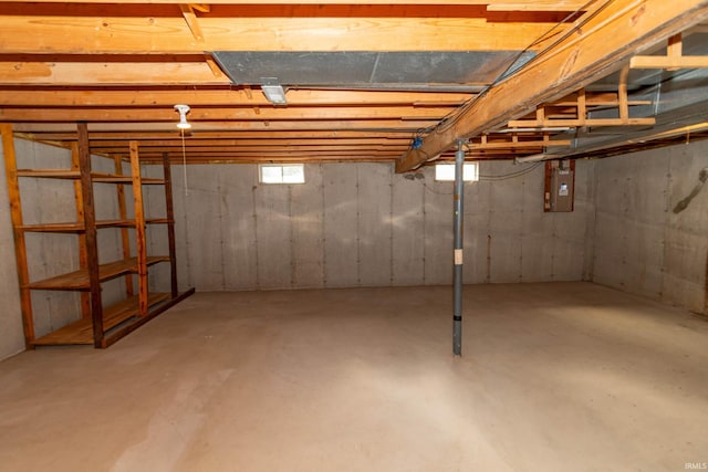 below grade area featuring electric panel