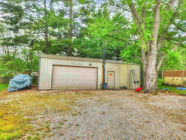 view of detached garage