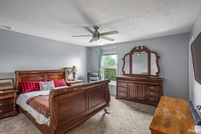 359 Limestone Ct, Lafayette, IN 47909 - bedroom featuring light carpet, a ceiling fan, and a textured ceiling