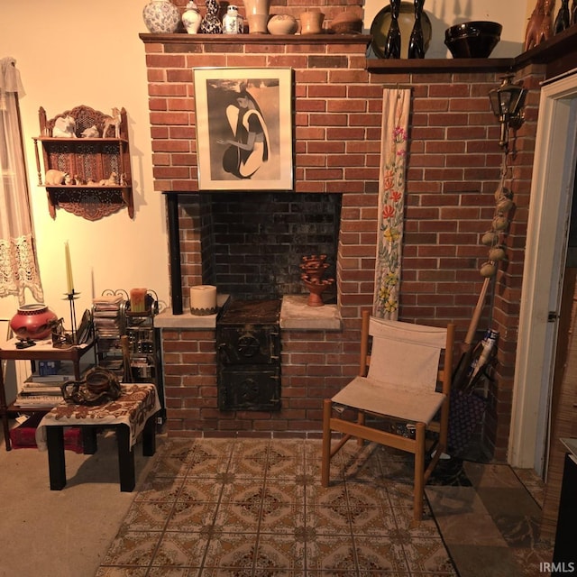 interior space featuring a fireplace