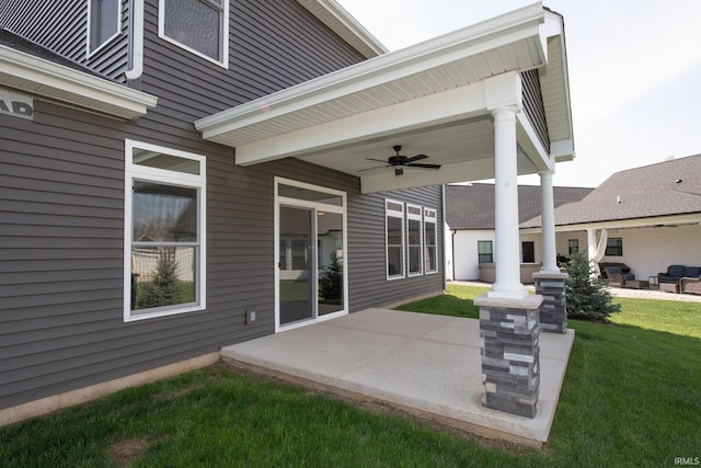 view of patio / terrace with a ceiling fan
