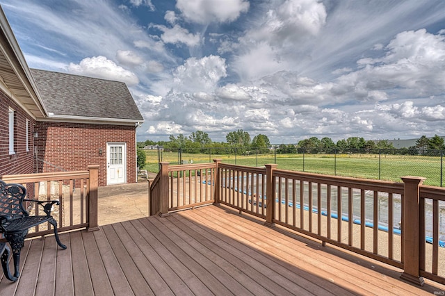 7001 Old Boonville Hwy, Evansville, IN 47715 - wooden terrace featuring a lawn and a fenced backyard