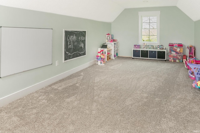 1284 E Zinnia Dr, Bloomington, IN 47401 - recreation room featuring carpet flooring and lofted ceiling