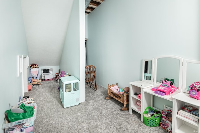 1284 E Zinnia Dr, Bloomington, IN 47401 - playroom with carpet and lofted ceiling
