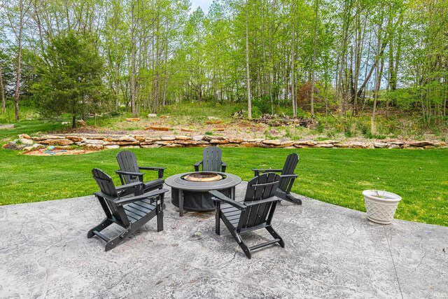 1284 E Zinnia Dr, Bloomington, IN 47401 - view of patio with an outdoor fire pit