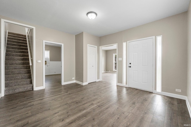 1743 Franklin Ave, Fort Wayne, IN 46808 - foyer entrance featuring baseboards, dark wood finished floors, and stairs